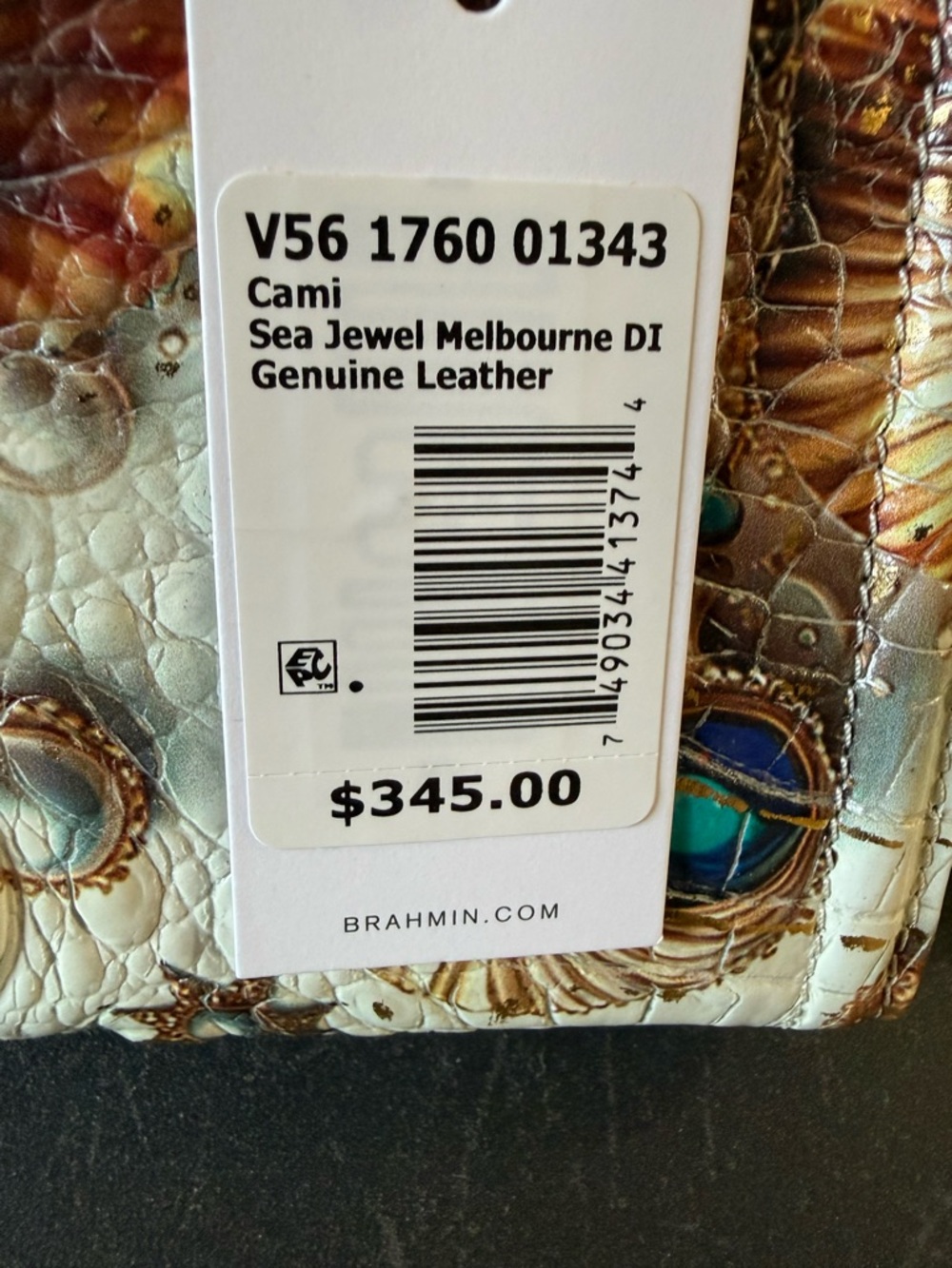 Brahmin “Sea Jewel” Leather Cami Satchel with Multicolor Accents- Gorgeous - Picture 5 of 5
